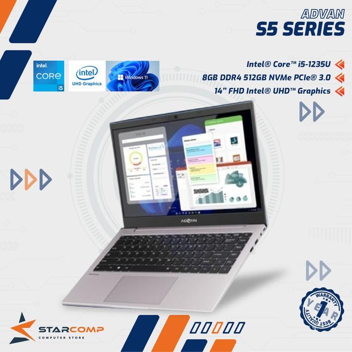 Gambar ADVAN Laptop S5-85S i5-1235U 8GB SSD 512GB 14" FHD W11 Pro TKDN dari Starcomp Purwokerto undefined Tokopedia