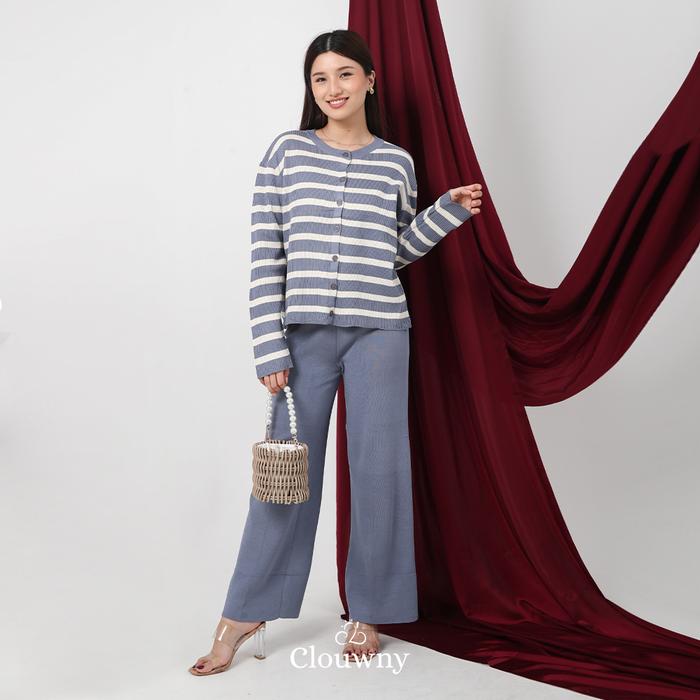 Gambar Clouwny Stella Longsleeve set Setelan Celana Wanita Premium Knitt Panjang Atasan Baju Dewasa Motif kulot - Light Blue dari CLOUWNY undefined Tokopedia