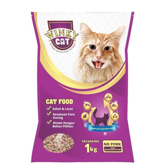 Gambar Pakan Makanan Kucing WINKY Cat 1Kg 1 Kg Dry Food Tuna No Pork Halal dari YAYAYAN MAINAN undefined Tokopedia