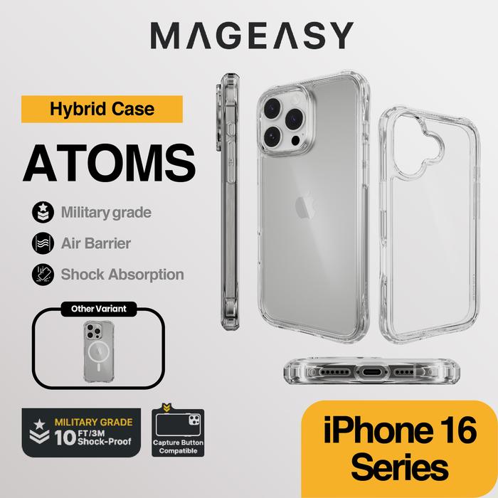 Gambar Case iPhone 16 Pro Max / 16 Pro / 16 Plus / 16 MagEasy Atoms Magsafe Clear Casing Cover - Transparent, 16 dari SwitchEasy Official undefined Tokopedia