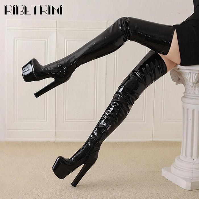 Jual Sexy Over Knee High Boots Women Spike High Heels Zip Thick