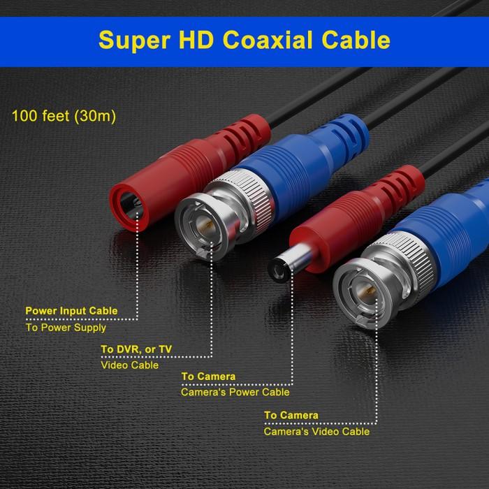Jual SANSCO 100ft 30M Security Camera Video Power Cable Cord BNC