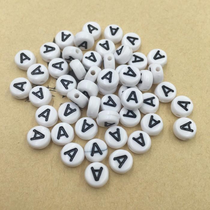 Gambar [Pilih Huruf] Manik Huruf Alfabet Bulat Pipih Putih tulisan Hitam - Z dari Helio Stitch undefined Tokopedia