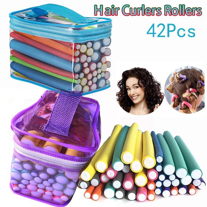 Jual 42 Pcs/Lot Soft Hair Curler Roller Curl Hair Bendy Rollers