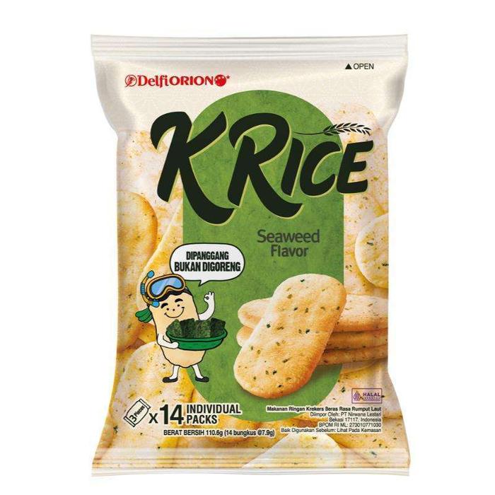 Gambar DELFI ORION K RICE SNACK, DELFI O RICE CRACKERS KRICE SWEET NATURAL, K RICE CHEESE POTATO Crispy Food - SEAWEED dari coklat.88.ID undefined Tokopedia