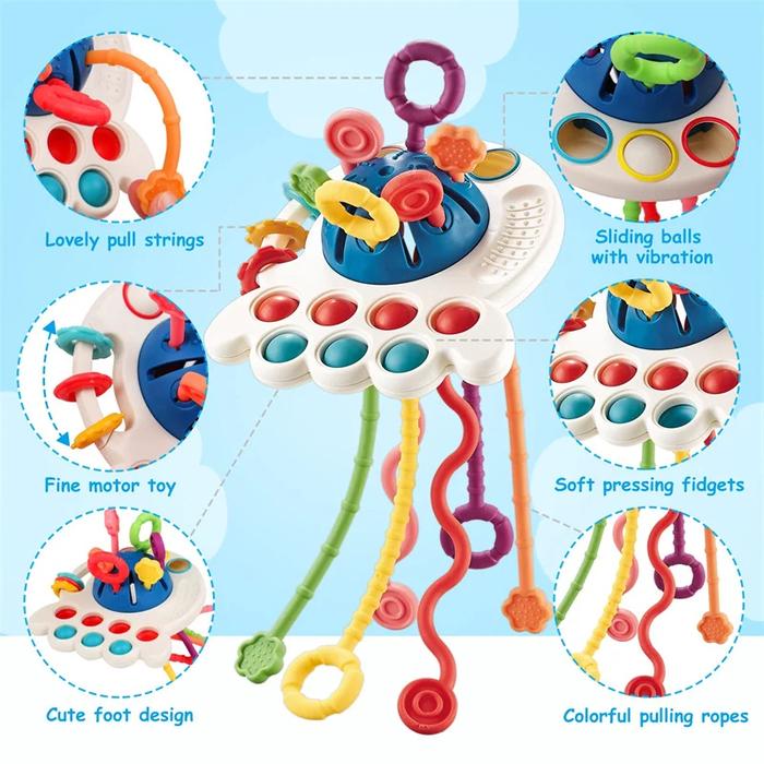 Montessori Sensory Toys Silicone Pull String Toys Baby Activity Motor  Skills Development Educational Toy For Babies