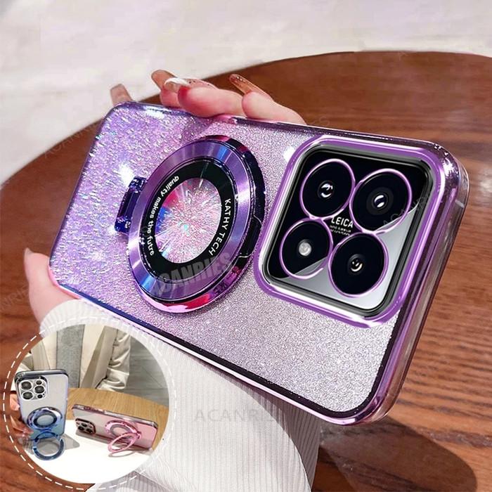 Gambar Case Xiaomi 14 / 14T / 14T PRO LUXURY RING Stand GLITTER Silikon Clear Miror Softcase Cewek Cute - Hitam, XIAOMI 14 - Ungu, XIAOMI 14T dari BuildCase undefined Tokopedia