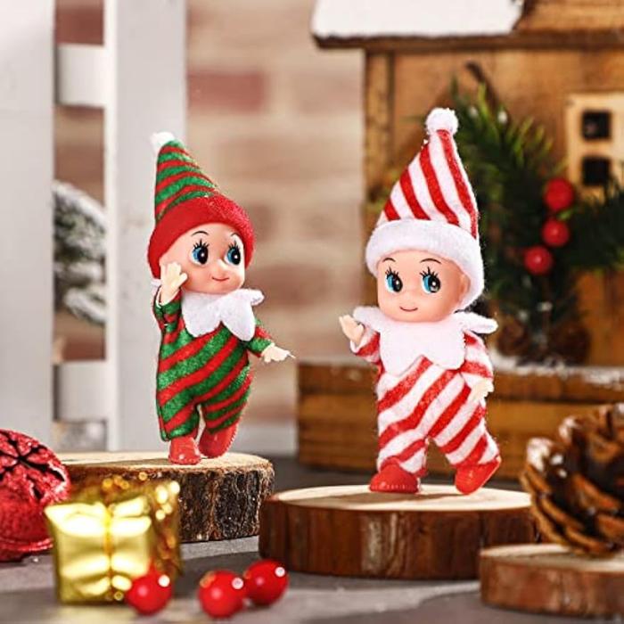 Pieces Tiny Elf Doll Christmas Miniature Twins Newborn Baby Gifts  Stocking Stuffers For New Year Xmas Holiday Prop Accessories