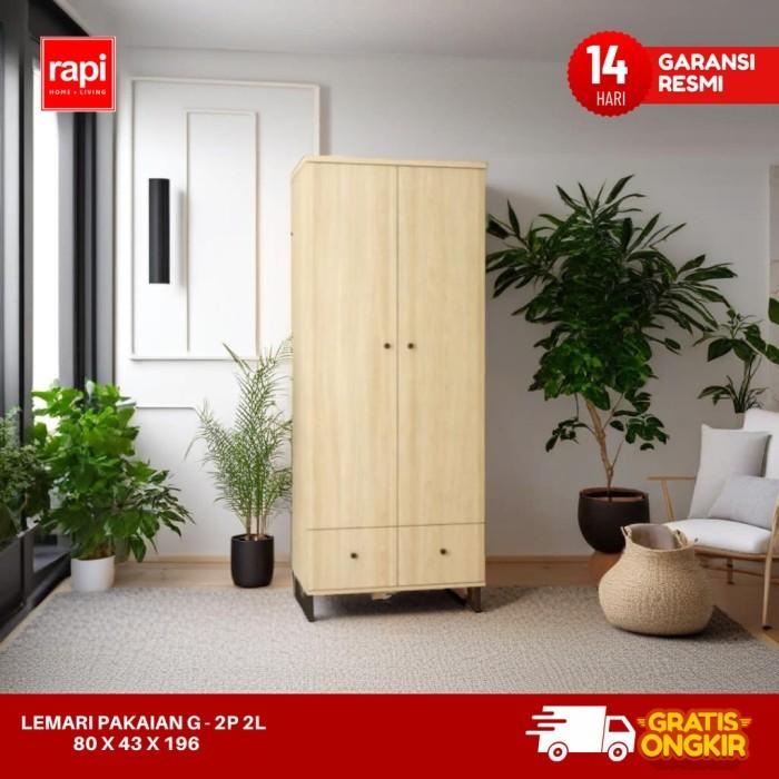 Gambar RAPI Lemari Pakaian 2 Pintu / Wardrobe Rak Baju / Lemari Baju -  LEMARI PAKAIAN  G - 2P 2L dari RAPI Pontianak undefined Tokopedia