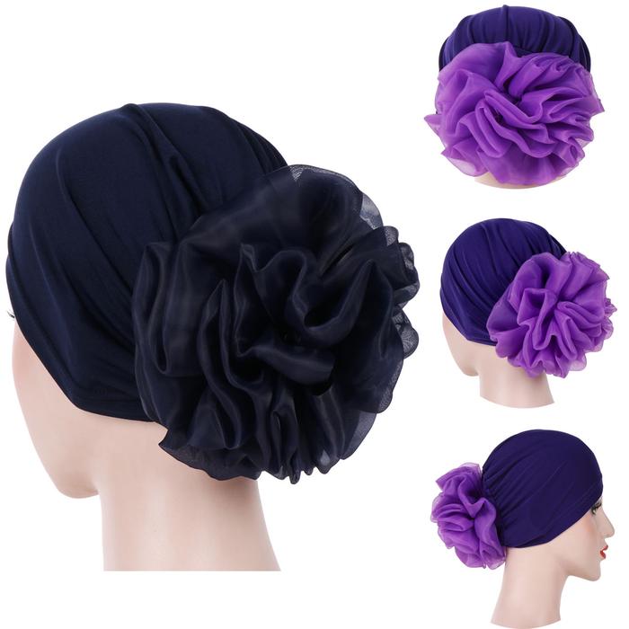 Jual 2023 Fashion Muslim Cotton Hijab Caps Big Flower Turban