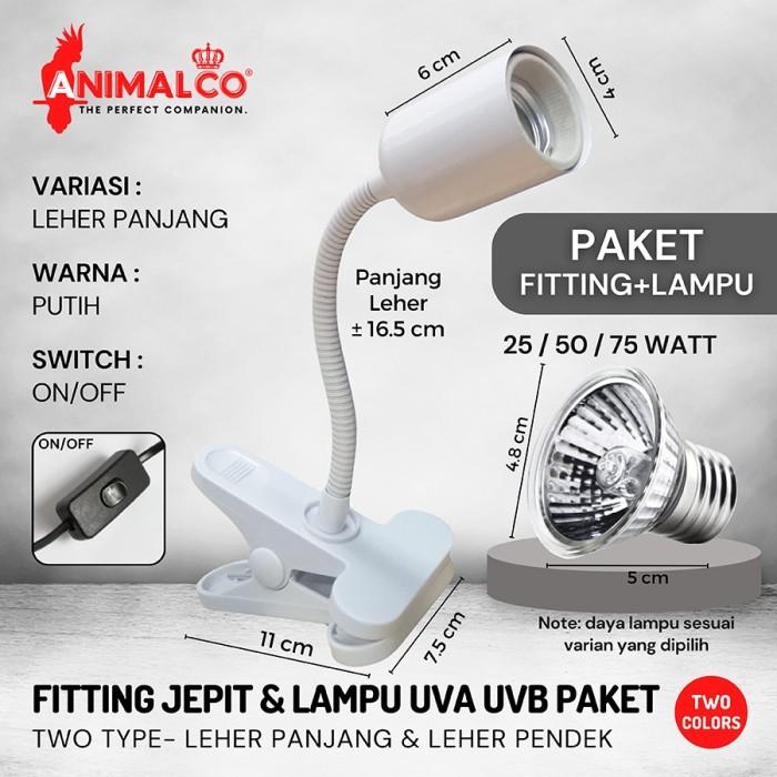 Gambar PAKET FITTING KERAMIK + LAMPU UVA UVB JEPIT DIMMER LEHER PANJANG PENDEK PENGHANGAT REPTILE KURA SULCATA FITING - Pendek OnOff P, 25watt dari Animal Co undefined Tokopedia