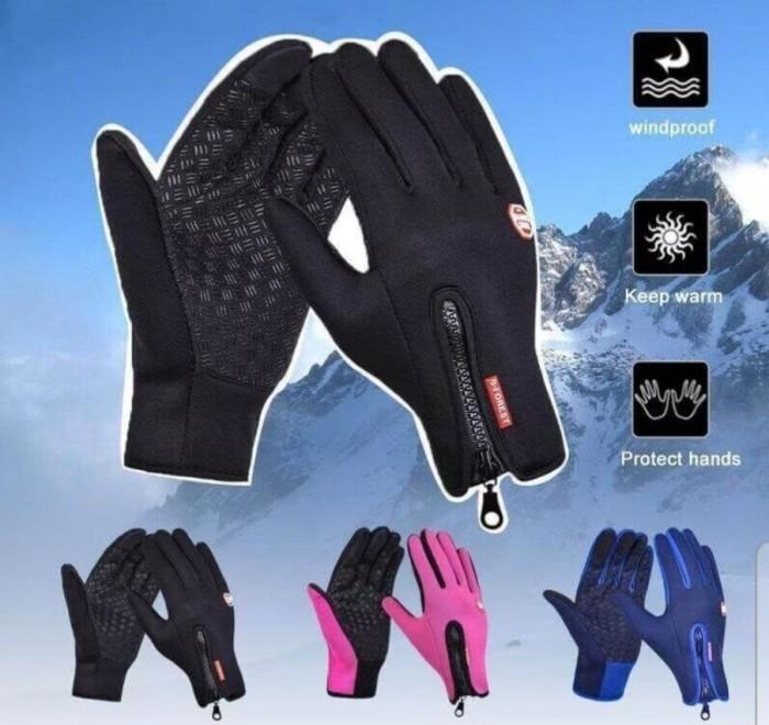 Jual GUANTI Warm Thermal Gloves black winter warm Full fingers - Main Image
