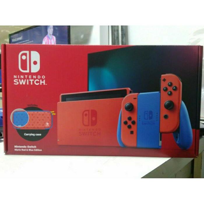 Nintendo Switch Console V2 Mario Red Blue Edition New