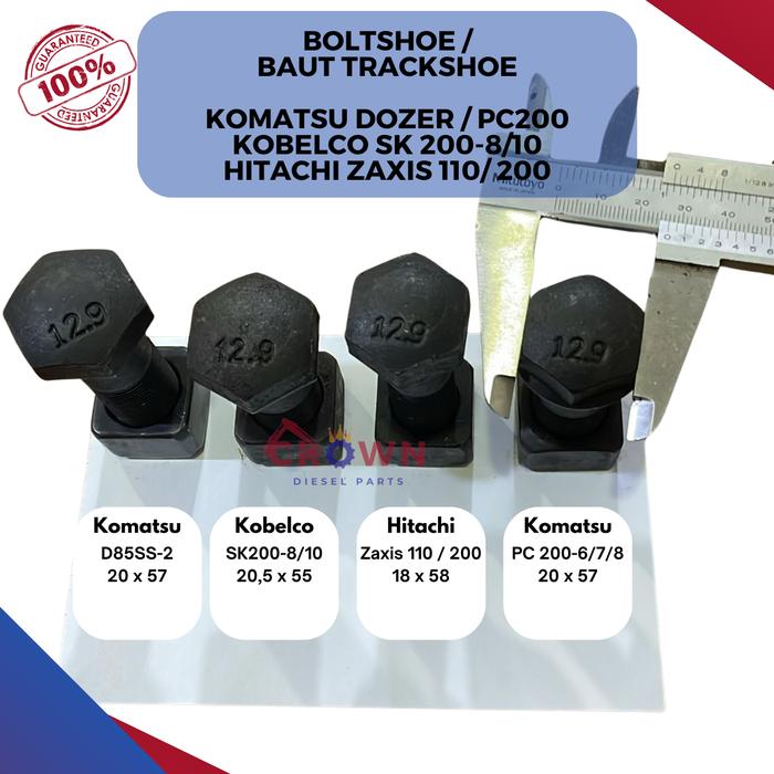 Gambar Baut Shoe Komatsu  / Baut Track Shoe Komatsu PC200, Dozer Kobelco SK200 Hitachi Zaxis110 Zaxis 210 - Hitachi Zaxis dari Crown Diesel Parts undefined Tokopedia