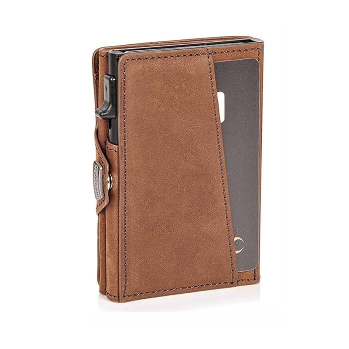 Jual Retro Mini Card Holder Genuine Leather Trifold Wallet RFID