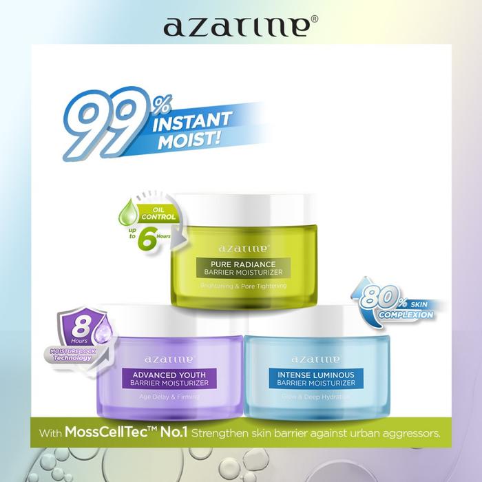 Gambar AZARINE BARRIER MOISTURIZER SERIES PELEMBAB WAJAH CREAM GEL FACIAL MOISTURIZER INSTANT MOIST MENCERAHKAN KULIT KUSAM BERJERAWAT SENSITIF 30G dari GADJAH DUDUK undefined Tokopedia