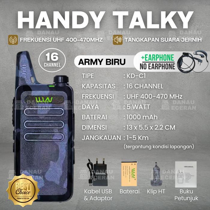 Gambar HT WLAN KD C1 UHF Set Two Way Radio Walkie Talkie WLN KDC1 Handy Walky Talky Original - Army Blue, Ada Earphone dari Danau Eceran Mart undefined Tokopedia