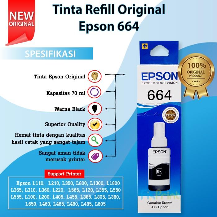 Gambar Tinta Epson Original 664 t6644 Yellow, Tinta Refill Epson L210 L110 - No Box Black dari FixPrint Jakarta undefined Tokopedia