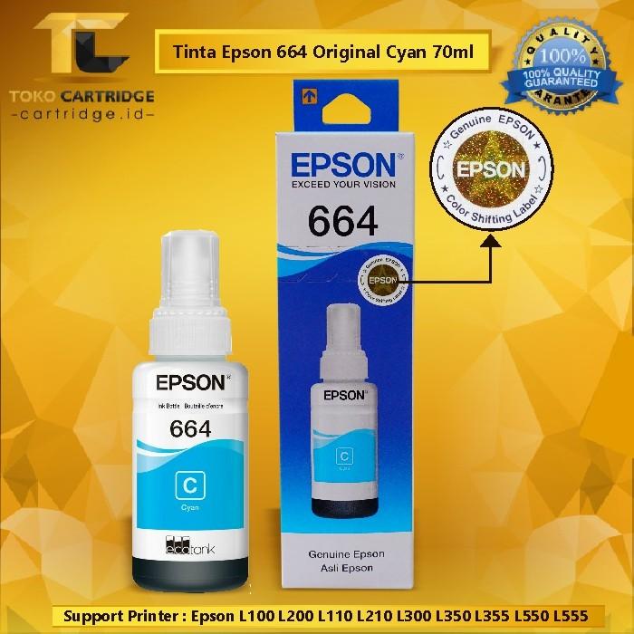 Gambar Tinta Epson Original 664 t6642 Cyan 70ml - Biru dari TokoCartridge undefined Tokopedia