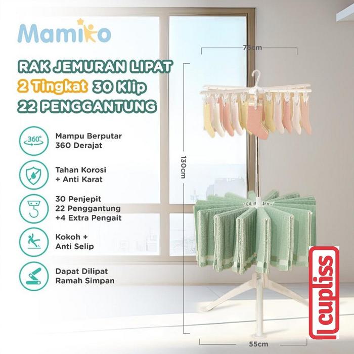 Gambar KUB x Mamiko Umbrella Stand Hanger Gantungan Baju Payung Rak Jemuran Lipat - 2 level dari Cupliss undefined Tokopedia