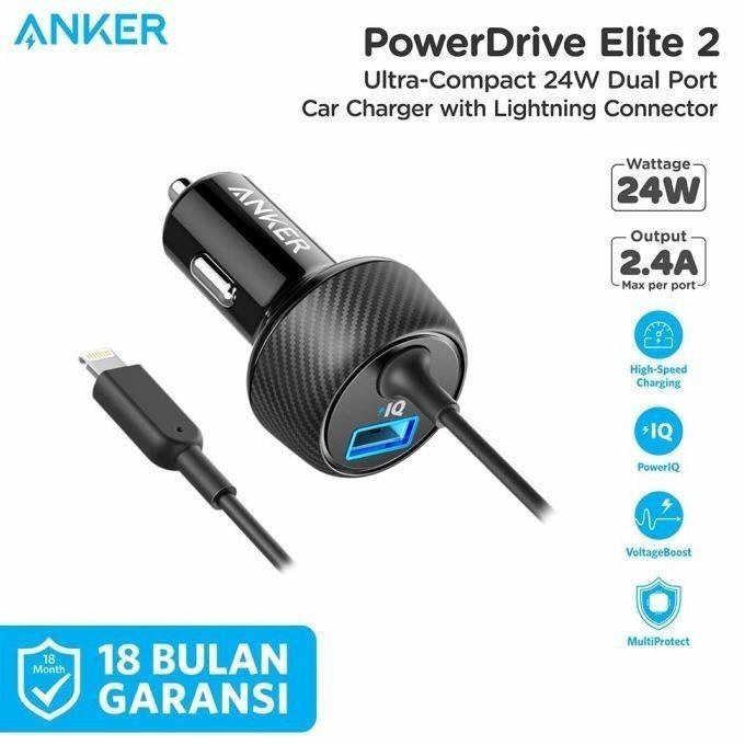 Jual Anker Powerdrive Elite Car Charger Mobil 24W Usb A