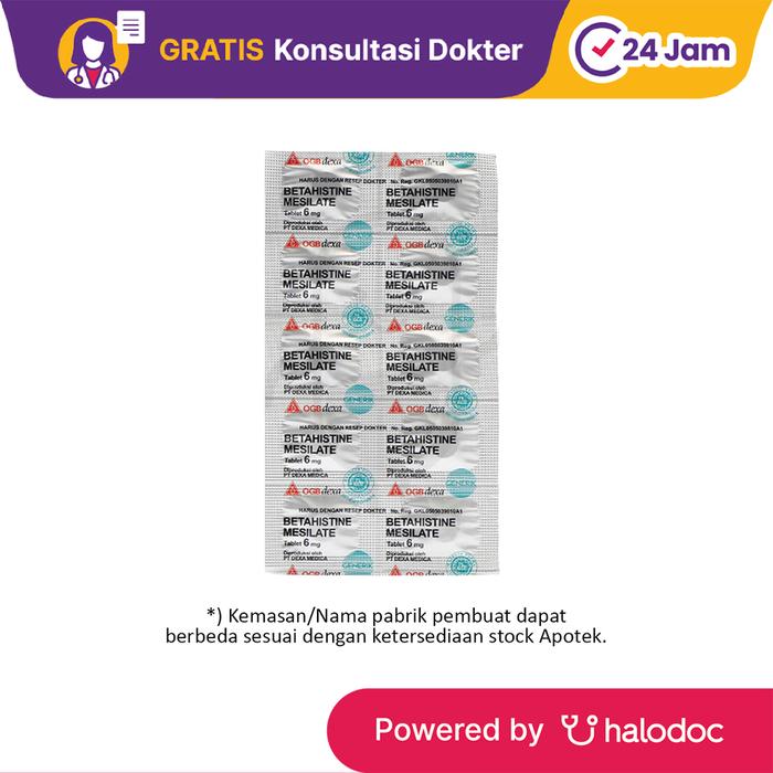 Gambar Betahistine 6 mg 10 Tablet - Obat Pereda Demam & Nyeri - Halodoc dari Apotek Halomedika Medan Baru undefined Tokopedia