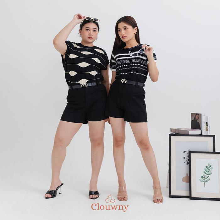 Gambar Clouwny Nobu Belt Pants Celana Pendek Wanita Fit to XXL Shorts Hitam Tebal Casual Santai - Black, L dari CLOUWNY undefined Tokopedia