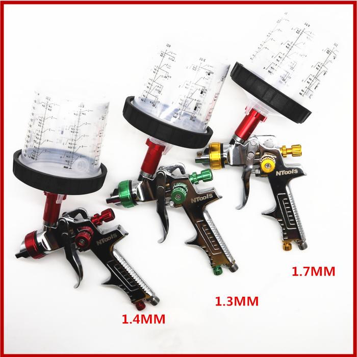 Gambar Spray Gun With Adapter And Mix Tank HVLP Spray Gun Auto Feed Paint Spray Gun 1.3/1.4/1.7mm Nozzle Szie Car Paint Airbrush dari WICAKSONO cahaya800 undefined Tokopedia
