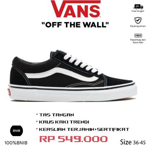 Promo Vans Old Skool Classic Black White Original Sepatu Vans 100