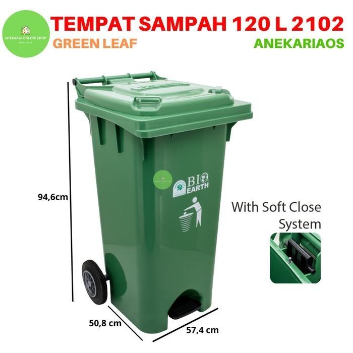 Gambar Tempat Sampah Injak 2102 Roda 120 Liter (Tutup Soft Close) Green Leaf - Hijau, 1 pcs dari Aneka Ria Online Shop undefined Tokopedia
