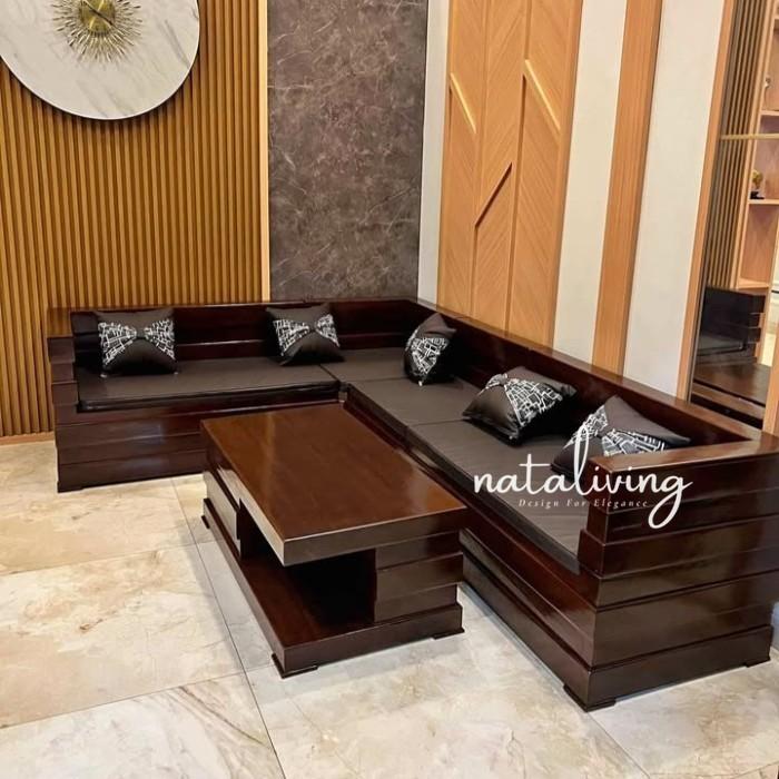 Gambar KURSI TAMU MINIMALIS MODERN KAYU JATI  KURSI SOFA KURSI BOX KURSI RUANG TAMU Furniture Jepara - Mentah dari Nataliving Furniture undefined Tokopedia