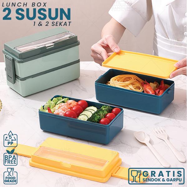 Gambar Lunch Box 2 Susun 1300ml Aesthetic Tempat Bekal Tempat Makan Anak Dewasa Garpu Sendok Plastik dari Lowokwaru Kec undefined Tokopedia