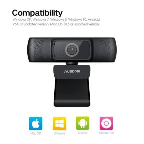 Webcam Ausdom Hd 1080p 30 Fps Auto Focus Af640 Pc Web Camera Af-640