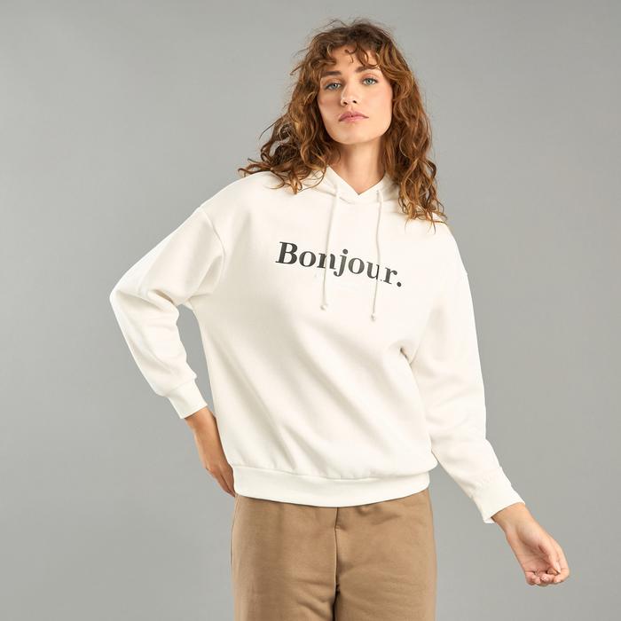 Gambar Max Fashions Atasan Wanita Lengan Panjang Slogan Print Hoodie - Putih, L dari Max Fashions Indonesia undefined Tokopedia