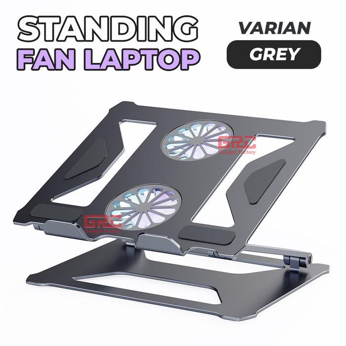 Gambar Stand Laptop With Cooler Fan Holder Standing Laptop Macbook Tab Kipas - Grey dari FrangkoStoree undefined Tokopedia