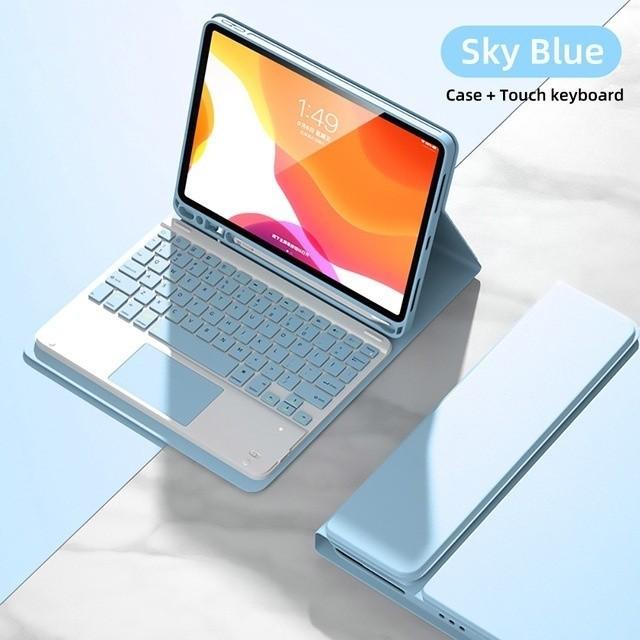 Gambar KEYBOARD BLUETOOTH for IPAD MINI 7 MINI7 SMART BOOK COVER CASE KEYBOARD TOUCHPAD WIRELESS PREMIUM - Biru Muda dari Mobile Phone Acc undefined Tokopedia