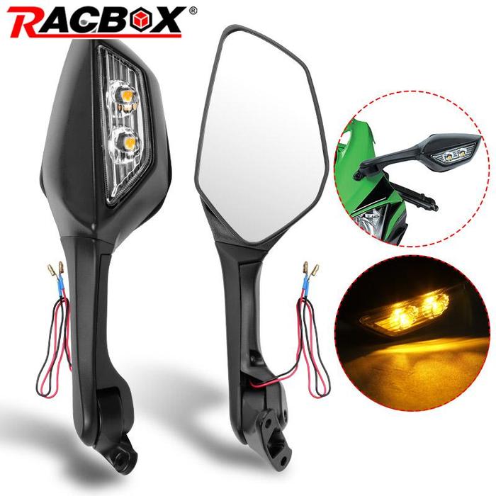 Black Rear View Mirrors Turn Signals Fit For Kawasaki Ninja