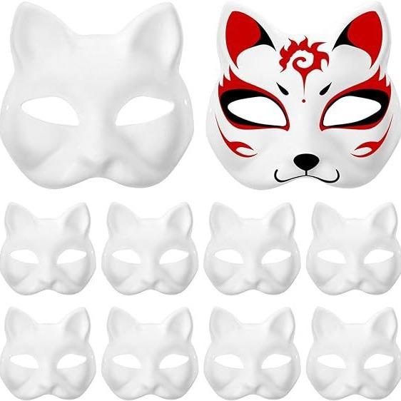 Gambar 3/5PCS Therian Masks White Cat Masks Blank DIY Halloween Mask Animal Half Facemasks Masquerade Cosplay Party dari PANPANGJAHE ANYERRRRRR undefined Tokopedia