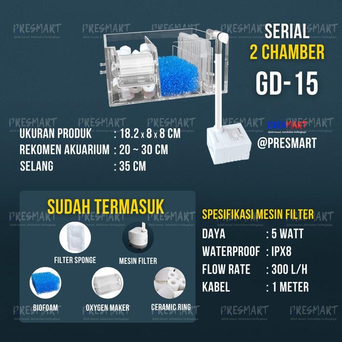 Gambar Hanging Hang on Filter Gantung Akrilik External Aquarium Akuarium Ikan - 2-Chamber dari Presmart undefined Tokopedia