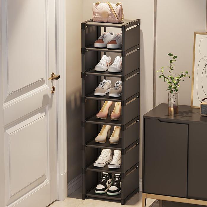 Jual Wall Corner Shoes Shelf Shoe Rack Storage Organizer 5-7laye