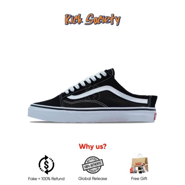 Jual Sepatu Sneaker Vans Old Skool Mule Classic Black White
