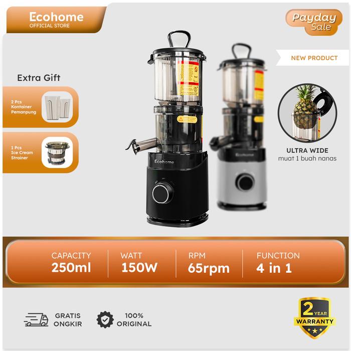 Gambar PTR ECOHOME Slow Juicer Simplicity Grid ESJ999SG Pengekstrak Buah Muat 1 Nanas - Black dari Torah store undefined Tokopedia