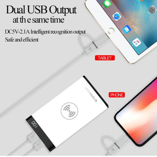 Jual TOTU VAST QI POWER BANK WIRELESS CHARGER 8000MAH LED DISPLAY