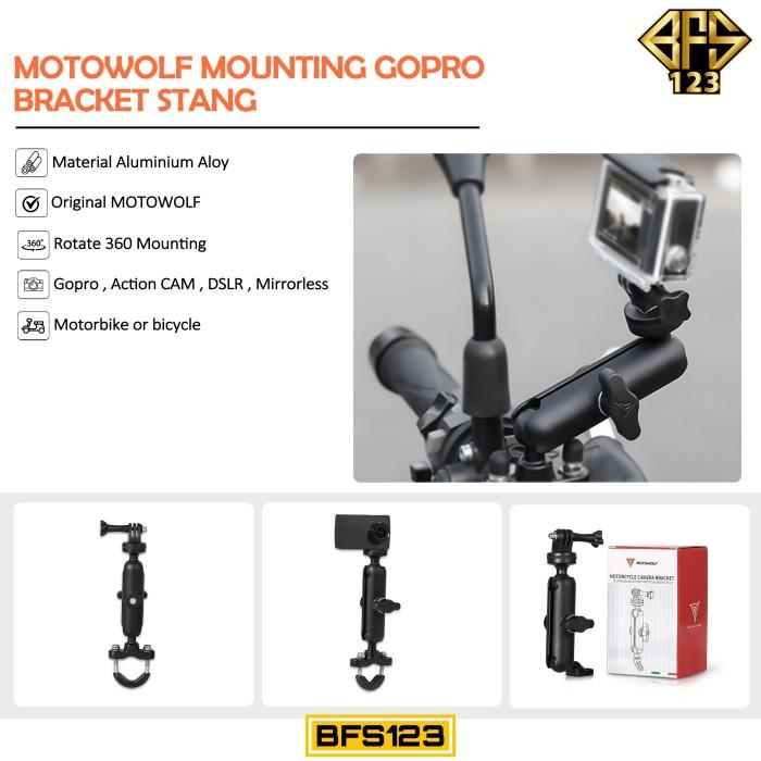 Gambar MOTOWOLF Mounting GoPro Motor Bracket Stang Spion Mounting Action Cam - Bracket Helm - Bracket Spion dari Orange Asa undefined Tokopedia