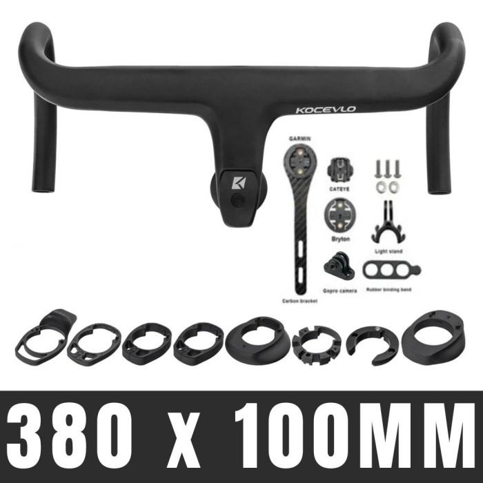 Gambar KOCEVLO Carbon Aero Dropbar Integrated Clean look 360 / 380 / 400 / 420 / 440 Internal Cable Handlebar Sepeda Road Bike Bicycle - 380 x 100mm dari pedalayaa undefined Tokopedia