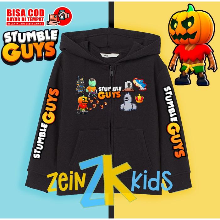 Gambar TERBARU Hoodie Anak Stumble Guys Skin Halloween / Jaket Sweater Anak Stumble Guys - Hitam, M dari marmina fash undefined Tokopedia
