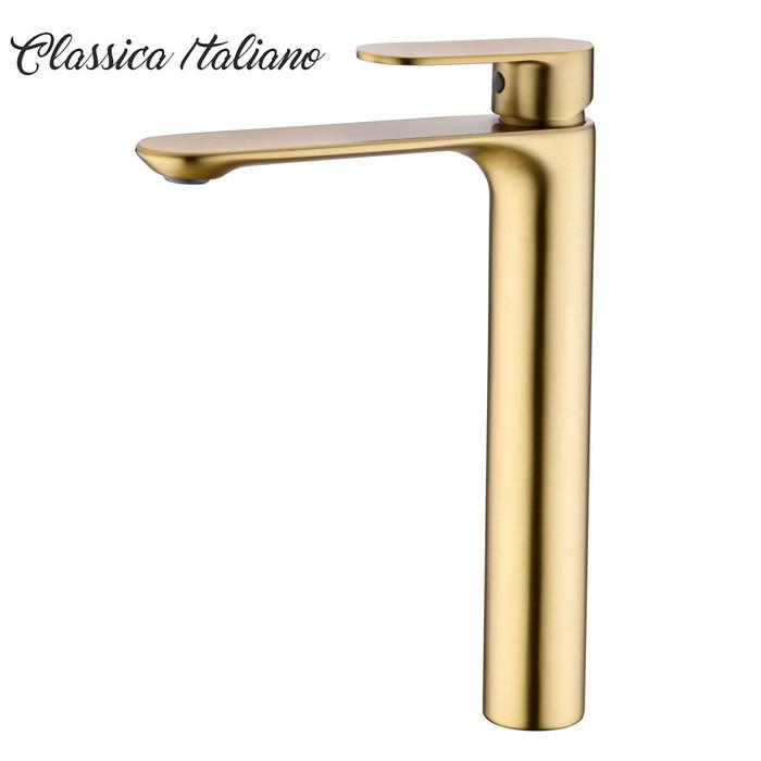 Gambar PTR Kran wastafel Classica Italiano mixer panas dingin elegan brushed GOLD - Tall dari Affir store undefined Tokopedia