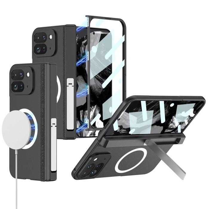 Gambar Case Google Pixel 9 Pro / Pixel Fold 2 Full Body Cover Casing MagSafe 360 Hinge Protect Front Glass Cover With Standing Kickstand - BLACK dari NANcase undefined Tokopedia