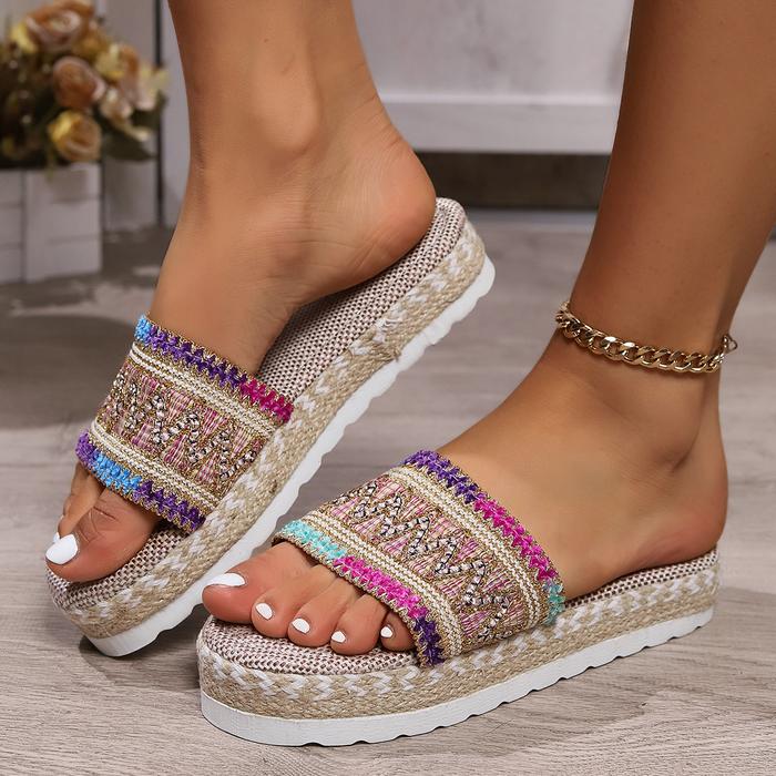 Jual Female Shoes House Slippers Platform Peep Toe Big Size Low
