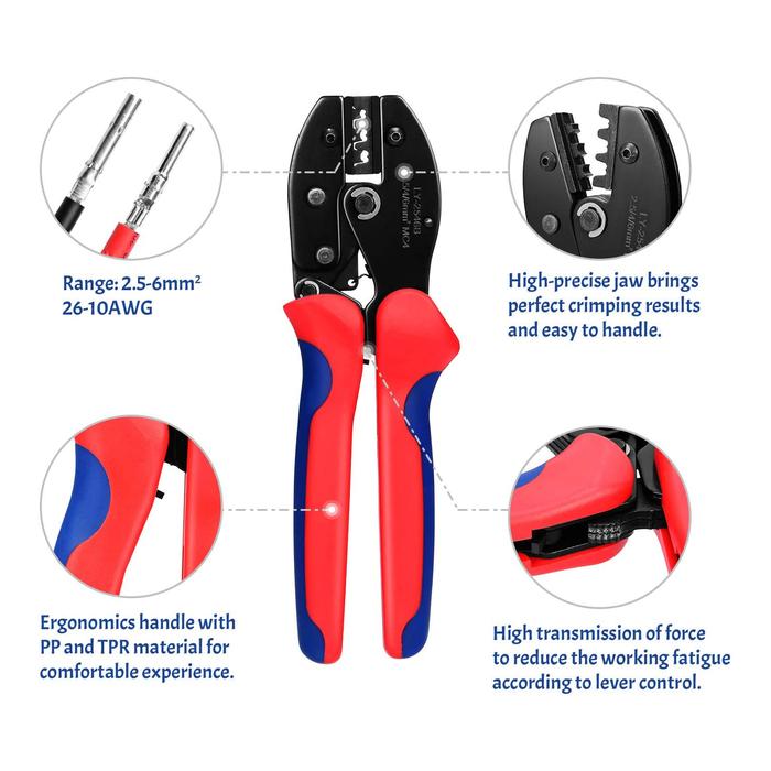 Gambar (IMPORT) LY-2546B Crimper for Solar Plug Connectors - Solar PV Cable Crimping Tool for MC4 Solar Connectors, AWG14-10, 2.5/4/6mm² dari ptrshop223 undefined Tokopedia